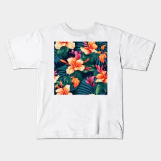 Tropical Flowers Pattern 20 Kids T-Shirt